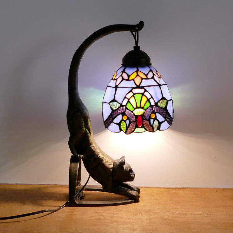 Retro Tiffany Table Lamp, Glass Bedroom Light, Living Room Light