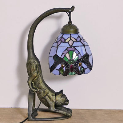 Retro Tiffany Table Lamp, Glass Bedroom Light, Living Room Light