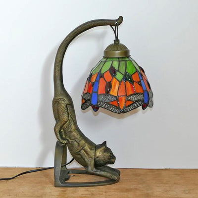 Retro Tiffany Table Lamp, Glass Bedroom Light, Living Room Light