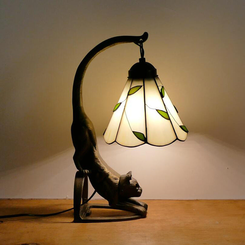 Scandinavian Glass Tiffany Table Lamp, Bedroom Light, Living Room Light