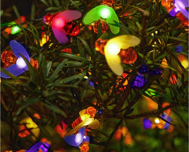 Solar Bee Lights, Solar Christmas Lights - Multicolour with 30 LED