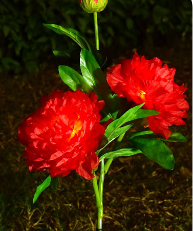 Solar Garden Light, Solar Peony Flower Light, Solar Garden Decoration - Set Of 2