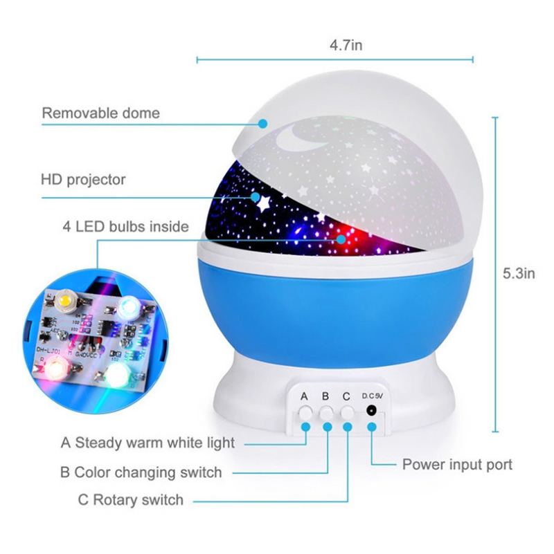 Star Projector, Ball Night Light, Mood Night Light With Multicolour