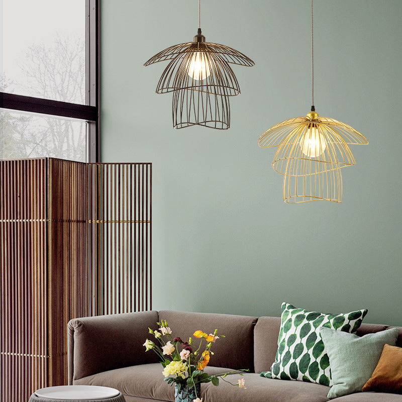 Straw Hat Chandelier, Modern Pendant Light, Living Room Light, Hallway Light