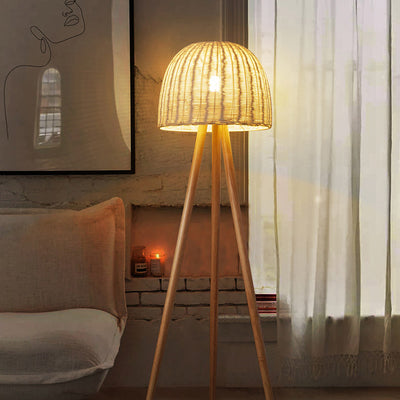 Tripod Floor Lamp, Rattan Living Room Light, Reading Light