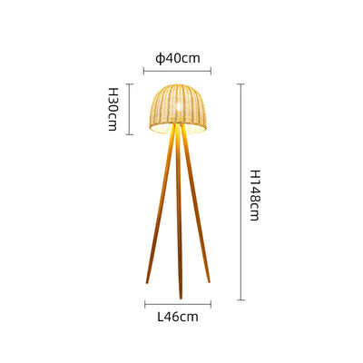 Tripod Floor Lamp, Rattan Living Room Light, Reading Light