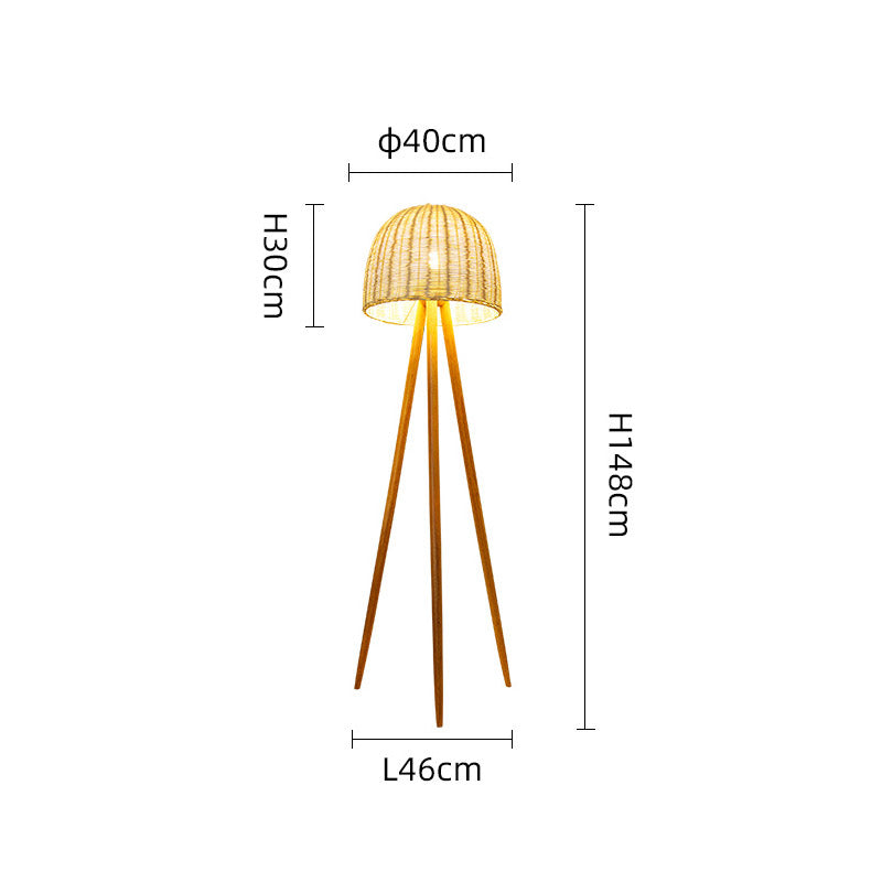 Tripod Floor Lamp, Rattan Living Room Light, Reading Light