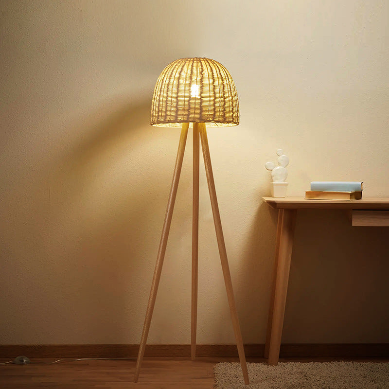 Tripod Floor Lamp, Rattan Living Room Light, Reading Light