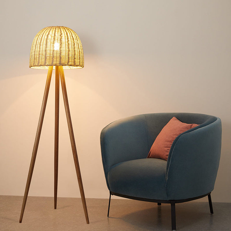 Tripod Floor Lamp, Rattan Living Room Light, Reading Light