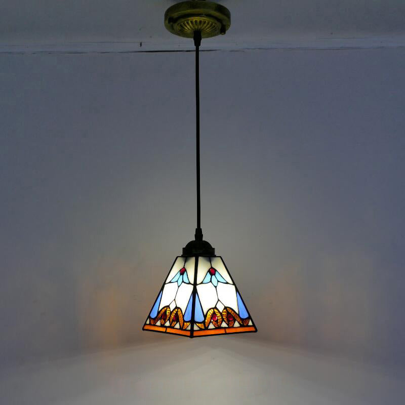 Vintage Pendant Light, Glass Tiffany Lamp, Hallway Light