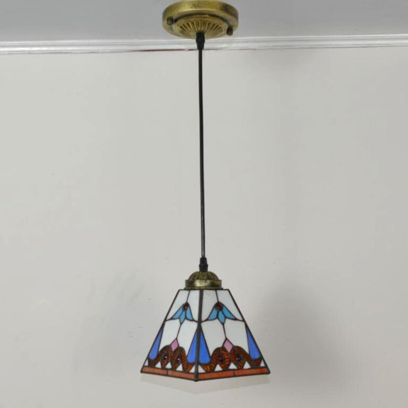 Vintage Pendant Light, Glass Tiffany Lamp, Hallway Light