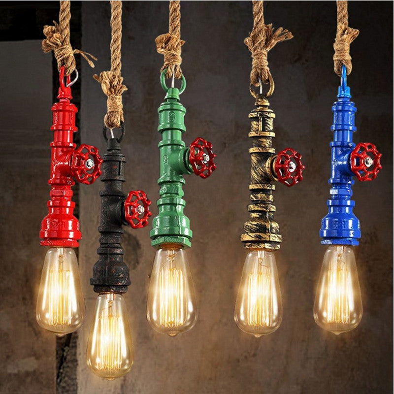 Vintage Rope Hanging Light, Industrial Pendant Light for Living Room