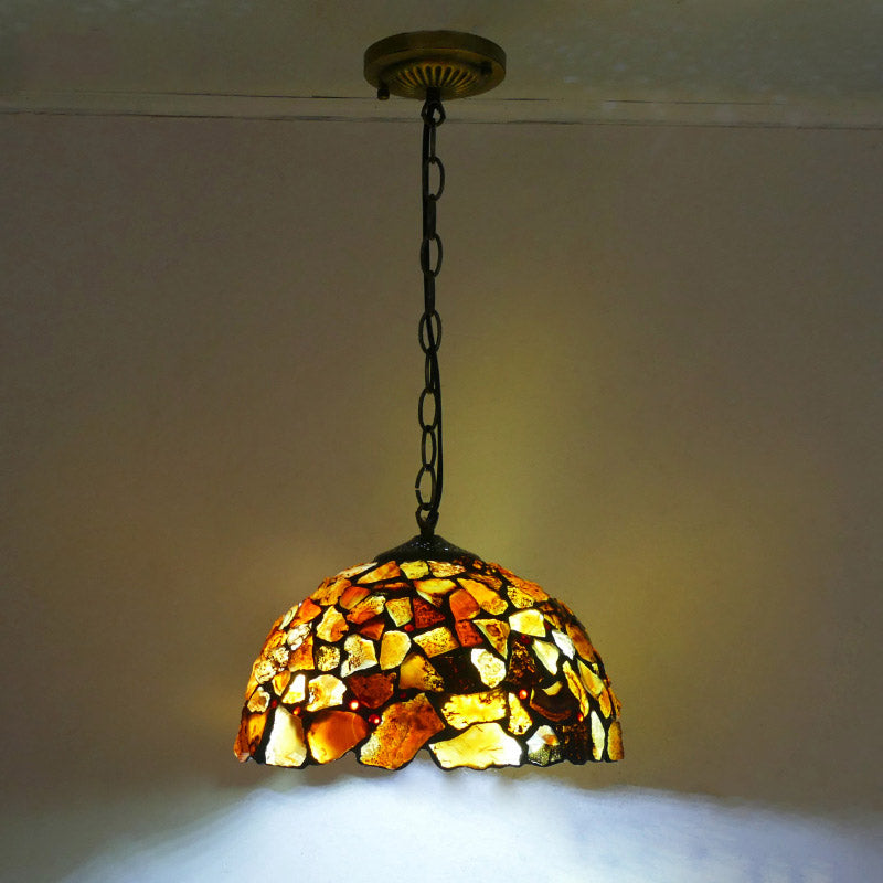 Vintage Tiffany Lamp, Glass Pendant Light, Living Room Light