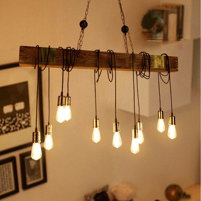 Vintage Wooden Hanging Light, Pendant Light for Dining Room