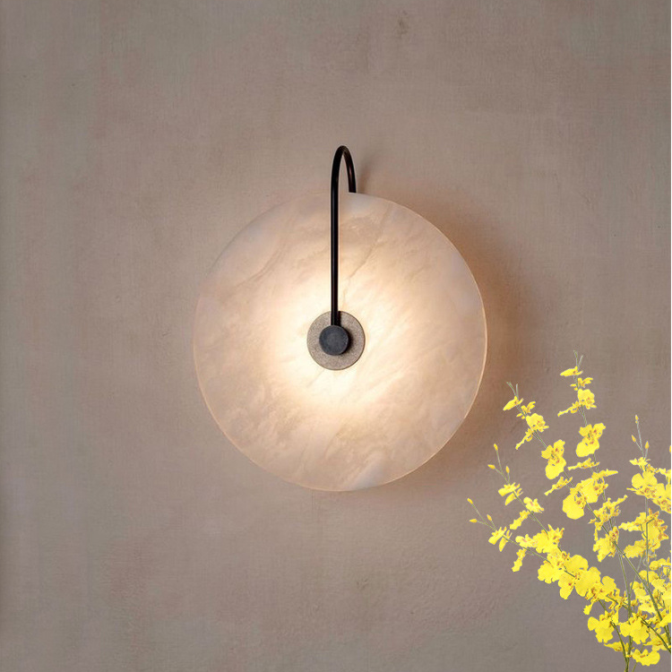 White Alabaster Wall Lamp, Modern Crative Living Room Light, Bathroom Light