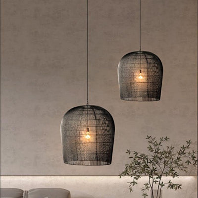 Wicker Hanging Light, Vintage Pendant Light for Living Room