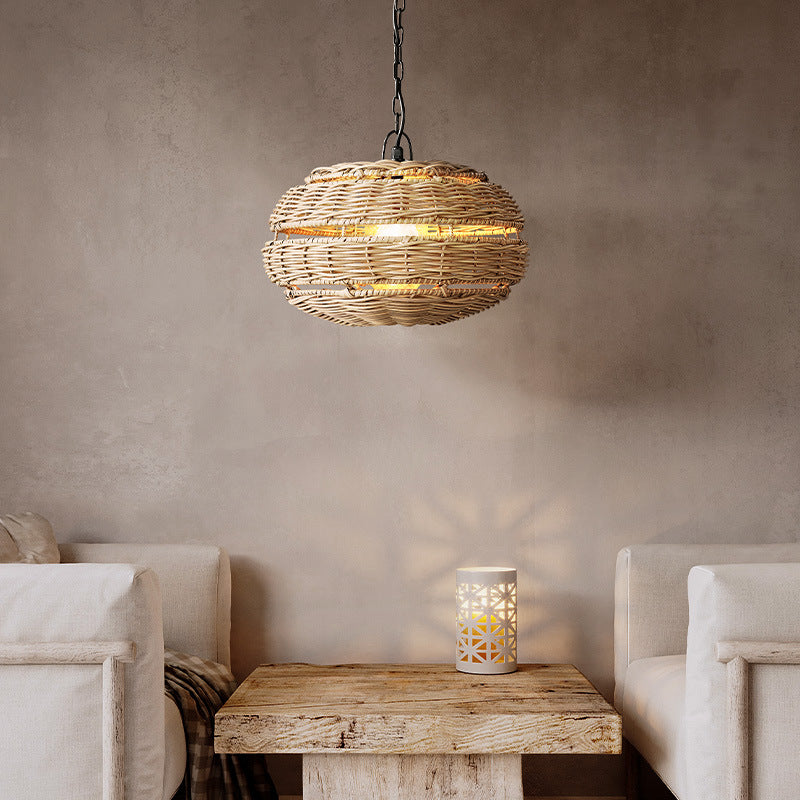 Wicker Pendant Light, Handmade Hanging Light for Living Room