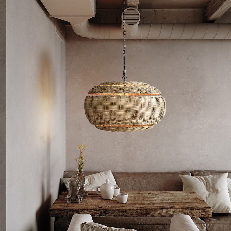 Wicker Pendant Light, Handmade Hanging Light for Living Room