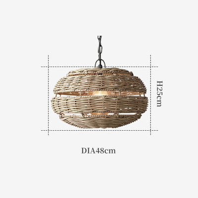 Wicker Pendant Light, Handmade Hanging Light for Living Room