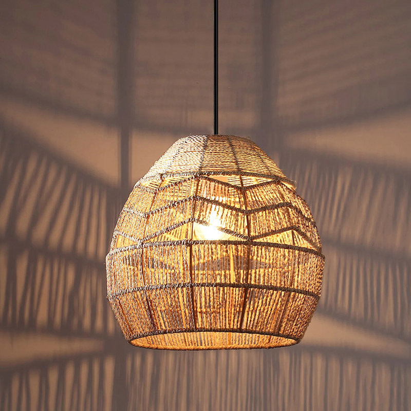 Wicker Rope Pendant Light, Handmade Hanging Light for Living Room