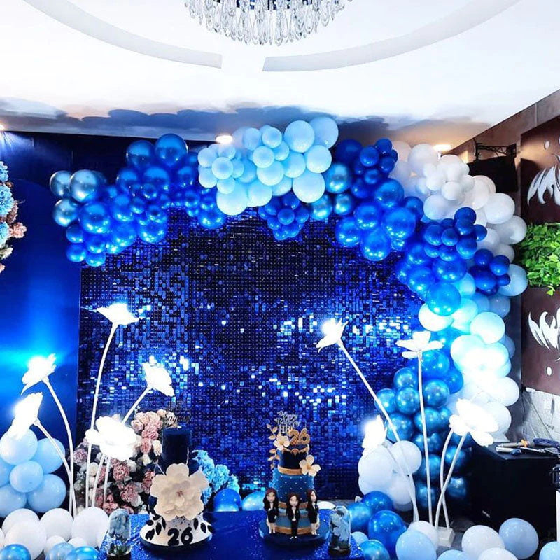 Blue Square Spangle Shimmer Sequin Wall Panel Backdrops