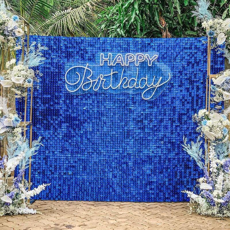 Blue Round Spangle Shimmer Sequin Wall Panel Backdrops
